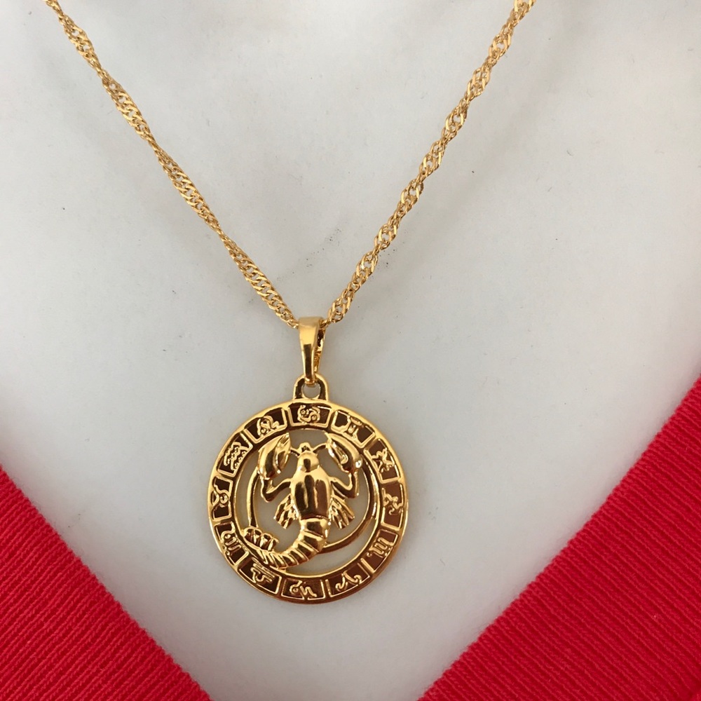 New Cancer Zodiac Sign 18K GF Necklace